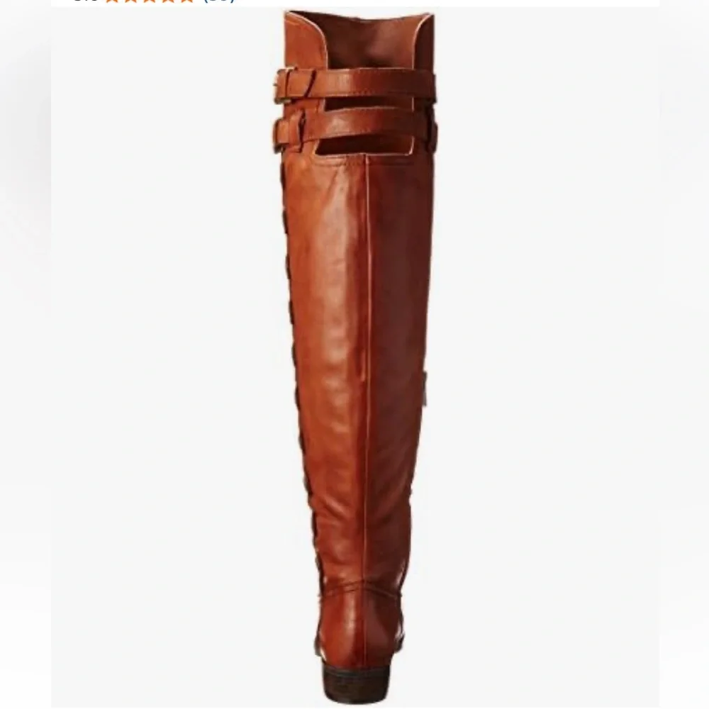 Sam Edelman Pierce 2 Athletic Button-Accent Riding Boots - Cognac Brown. Size 8